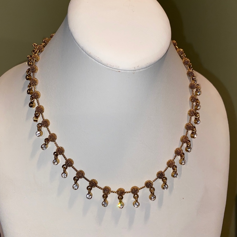 Vintage Jane Casini Necklace + Post Earrings with Rhinestones